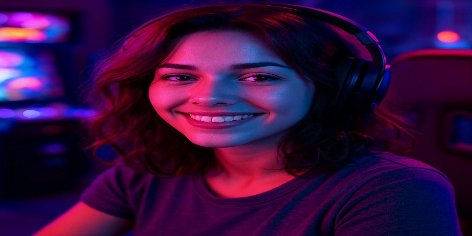 bk3-এ গেম খেলে আনন্দিত একজন নারী